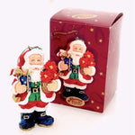 Vintage Sparkles Jolly Santa 3D Musical Ornament Hand Painted Collectible NIB
