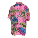 Vintage Alfred Dunner Hawaiian Floral Silk Blouse 18 Button Front Short Sleeve