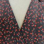 ZARA Floral Print Double Breasted Romper Jumpsuit Black Red White Medium VG
