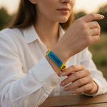 Ukrainian Silicone Wrist Band Blue Yellow Tryzub Rubber Bracelet One Size New