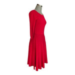 Lauren Ralph Lauren Red Merino Wool Ruched Boat Neck Dress S/M 3/4 Sleeve Lauren
