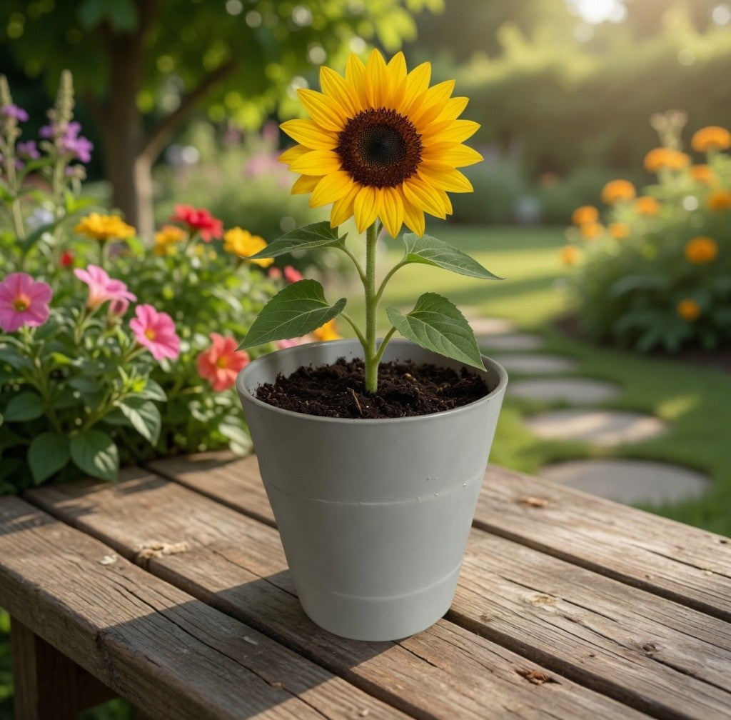 Gray Ceramic Flower Pot Minimalist Round Plant Planter 5.25"x5.5" VG