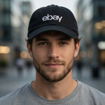 eBay Logo Black Embroidered Baseball Hat Cap Adjustable Unisex Casual One Size