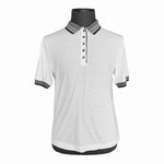 Tail Men's White Black Grey Stripe Polo Shirt L Cotton Polyester Blend Excellent