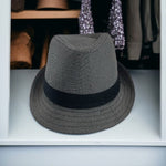 Weatherproof Grey Black 100% Polyester Short Brim Fedora Mens Hat Sz Large EXC