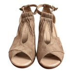 Journee Collection Kedzie Gold Tan Faux Suede Wedge Sandals Women’s Size 7 NWOB