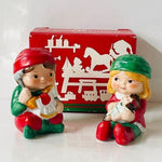 Vintage 1983 AVON Santa’s Helpers Salt & Pepper Shaker Set Christmas Porcelain