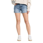 Levi Strauss Womens Shorts 29 Light Wash Cotton Blend Mid Length Zip Front Denim