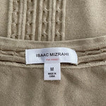 Isaac Mizrahi Women's Tan Silk Blend Sleeveless Knit Top M Pattern Collar EXC