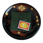 Tsugaru-nuri Lacquer Plate Hand Painted Japanese Art Black Red Gold VNTG Japan