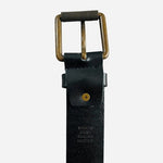 STACY ADAMS Black Genuine Leather Brown Solid Brass Square Buckle Dress Belt 44
