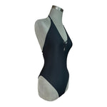 Xhilaration Women's Black Braided Low Back Plunge One Piece Swimsuit M EXC