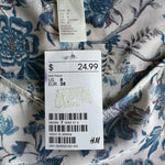 NWT Women’s Dress H&M White Blue Floral Dress Cold Shoulder Knot Sheath Dress