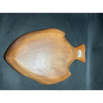 Large Fish Shaped Wood Salad Plate 4 Compartment Serving Tray 15"x10" Brown Exc