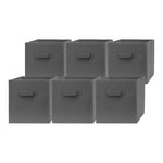 Set of 6 Gray Fabric Storage Cubes 13x13x13 Foldable Bins with Handles NIB