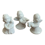 Set 4 White Ceramic Angel Musician Figurines 3" Handmade Christmas Tabletop EXC
