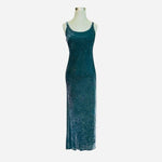 Hampton Nites Vintage Black Sparkle Sleeveless Open Back Maxi Dress Small