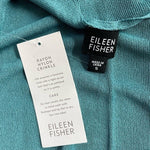 EILEEN FISHER Teal Crinkle Knit V-Neck Sleeveless Tank Top Size S NWT
