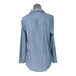 Old Navy Women's Light Blue Chambray Half Button Tunic Shirt M Long Sleeve VG