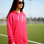 Women's Fight Like A Girl Pink Zip Hoodie Size L 80% Cotton Fleece Pockets G+