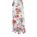 Lulus White Red Pink Floral Maxi Wrap Skirt Size S-M NWT