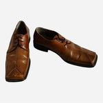 Stacy Adams Brown Leather Oxford Split Cap Toe Lace Up Dress Shoes Men Size 12