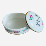 Vintage Coalport Bone China Trinket Box Floral Gold Trim England 2.25" Lid