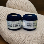 Lot 2x Vintage Cascade Prime Peruvian Pima Cotton Yarn Navy Blue 100 Yards NWT