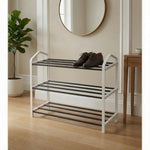 4 Tier Metal Shoe Rack Organizer White Frame Space Saving VG