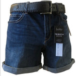 NICOLE MILLER NY Tribeca Mid Rise Denim Shorts Dark Blue Size 6 NWT