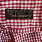Debenhams Men's Pink Red Checked Plaid Shirt 16.5 Long Sleeve Classic Fit VG