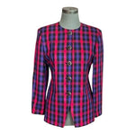 First Editions Plaid Blazer Pink Blue Purple Women’s Button Front Jacket 8P NWT
