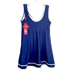 Girls Navy Blue White Striped One Piece Swimsuit Size XL Swim Dress NWT Classic