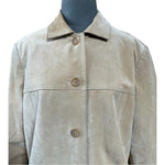 CHEROKEE Women Beige Suede Leather Jacket Button Front Coat Size 16W