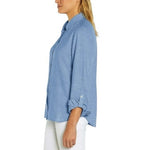 Orvis Womens Linen Blend Button Up Shirt Light Blue Long Sleeve Size M NWT