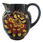 LAURIE GATES Pottery HandPainted Floral Pitcher Milk Jug Porcelain 8.5” Farmhous
