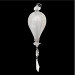 Silver Glitter Teardrop Christmas Ornament 9” Beaded Holiday Tree Decor