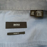 HUGO BOSS Dusty Blue Cotton Slim Fit Button Front Long Sleeve Dress Shirt 16.5