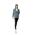 PROLOGUE Womens Hoodie M Grey V Neck Long Sleeve Rayon Blend Side Pockets VG Dis