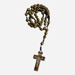 Catholic Wood Rosary Brown Beaded INRI Crucifix Prayer Necklace 17" Handmade