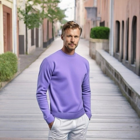 Takeshy Kurosawa Men's Lilac Cotton Crewneck Sweater M Long Sleeve $139 VG