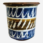 Rare Vintage Pottery Ceramic Planter 5.5” Handmade Brown Blue White Clay Pot