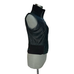 Armando Gomez Leather Windbreaker Vest Jacket Dark Blue M Italy 3-Way Style