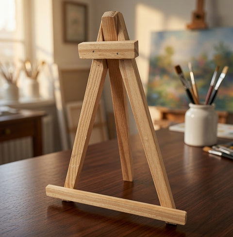 Small Wood Tabletop Easel Sign Stand Wedding Table Number Display Holder 8" VG