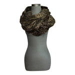 MICHAEL Michael Kors Leopard Print Infinity Scarf Brown Black 40"x26" Acrylic VG
