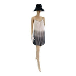 Bali Queen Women's White Grey Metallic Bead Neckline Dress Midi Rayon Adjustable