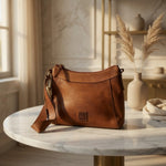 Dooney & Bourke Florentine Leather Shoulder Hobo Bag Tan Brown VG