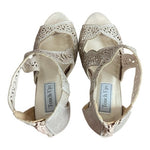 Touch Ups Margot Gold Beige Perforated Heeled Sandals Women’s Size 8.5