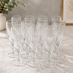 Set of 11 Clear Glass Stemmed Champagne Flutes Tulip Shape Dessert Glass 6.5" VG
