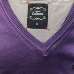 Denim Culture Lila Men's Purple V-Neck Cotton Sweater M 70% Cotton NWT